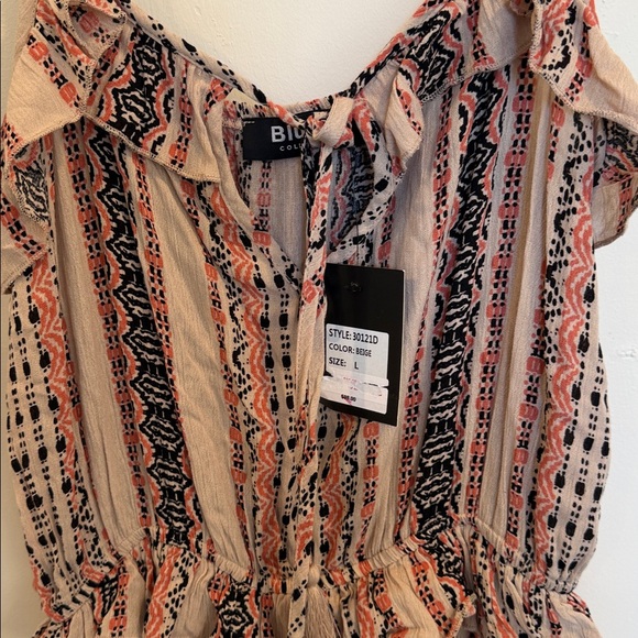 Striped Ruffle Maxi Dress - Pink Pattern - Picture 2 of 6